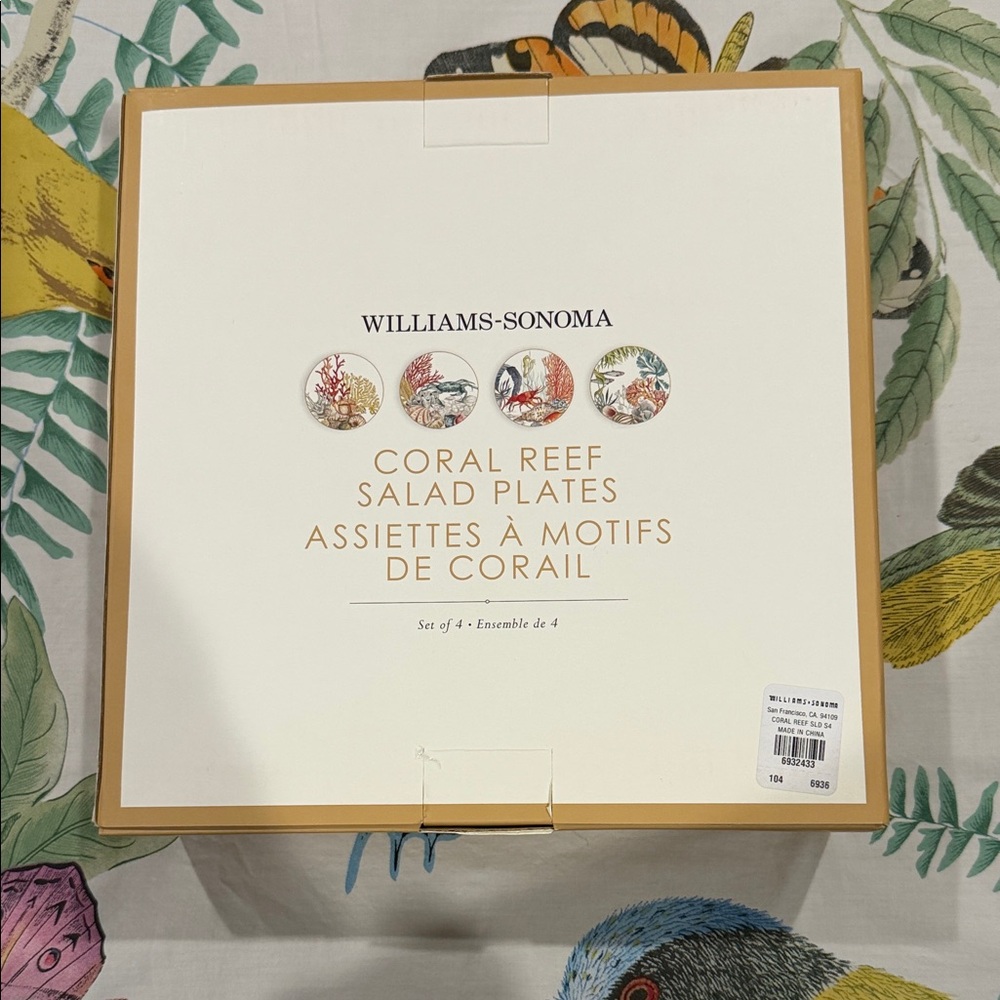 Williams Sonoma Coral Reef Themed Salad Plates New in the box Ocean beach